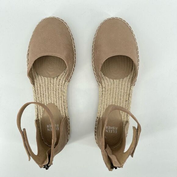 Eileen Fisher Gold Lala Espadrille Flat Ankle Strap Shoes Women’s Size 9.5 - Picture 4 of 14
